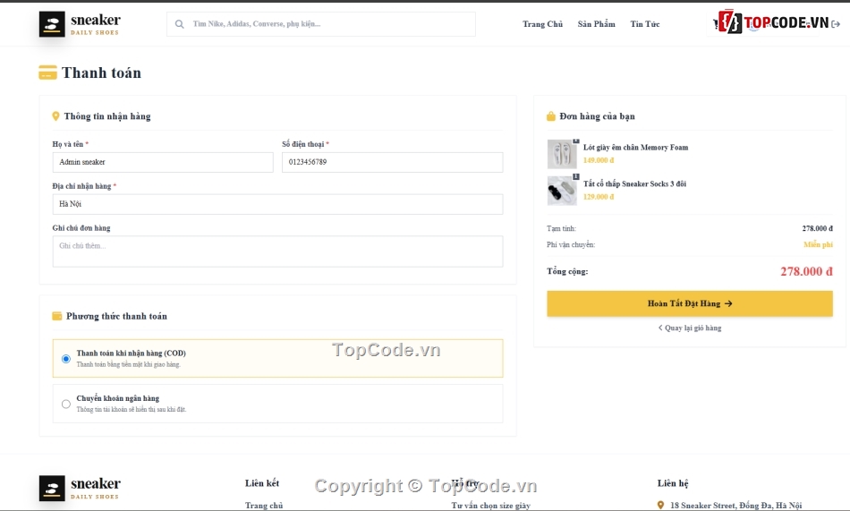 website,web bán giày,web bán phụ kiện